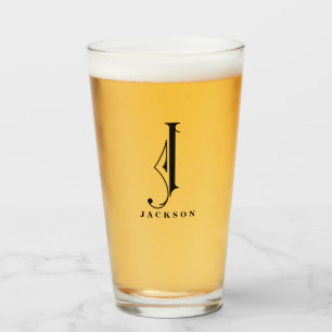 Classy Monogram Initial J with Last Name Glass