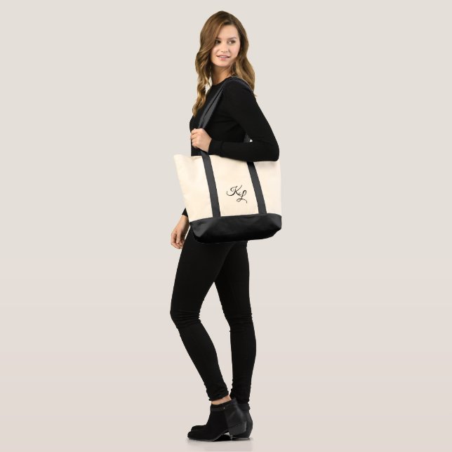 Classy Monogram Initials Black & White Tote Bag (Front (Model))