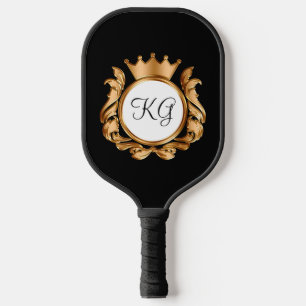 Classy Monogram Kings Crown Theme Pickleball Paddle