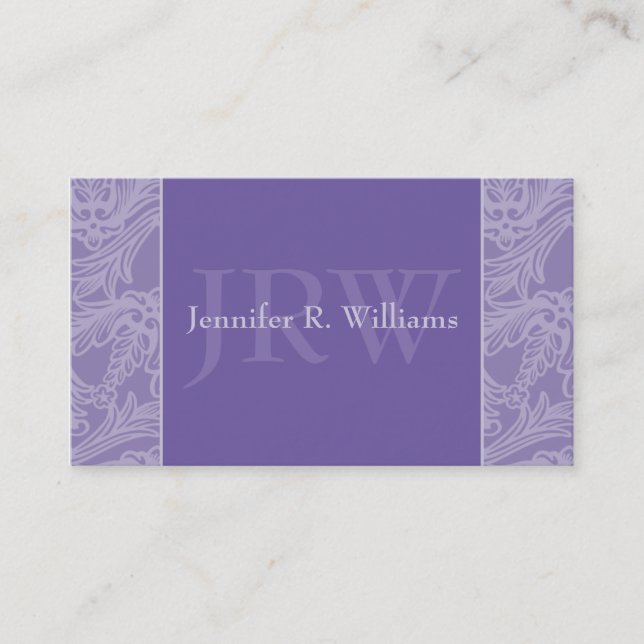Classy Monogram Periwinkle Business Card (Front)