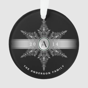 Classy Monogram Snowflake Christmas Ornament