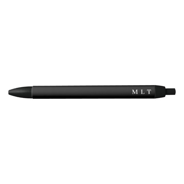 Classy Monogram Solid Black and White Initials Bla Black Ink Pen (Front)