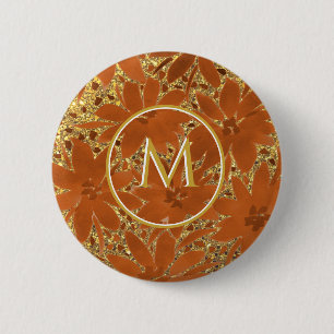 Classy Monogrammed Gold Sparkle 6 Cm Round Badge