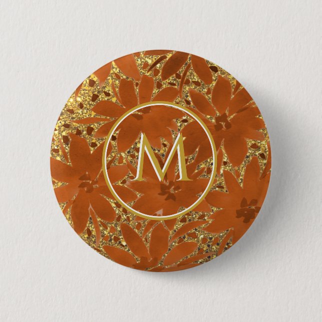Classy Monogrammed Gold Sparkle 6 Cm Round Badge (Front)