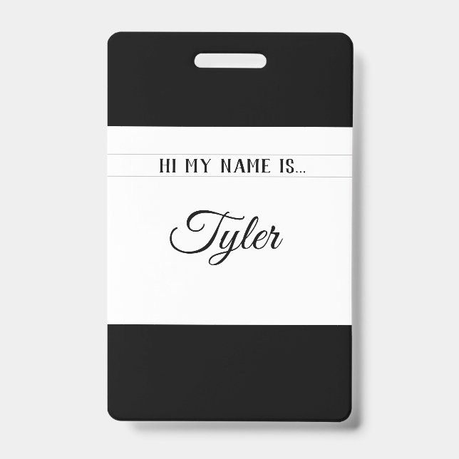 Classy Monotone Name Tag ID Badge (Front)
