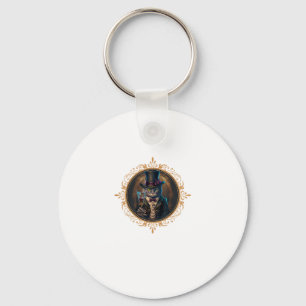 Classy Mood Cat T Gangsters Cat Retro Cat In a Hat Key Ring