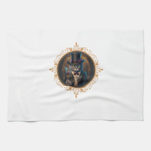 Classy Mood Cat T Gangsters Cat Retro Cat In a Hat Tea Towel