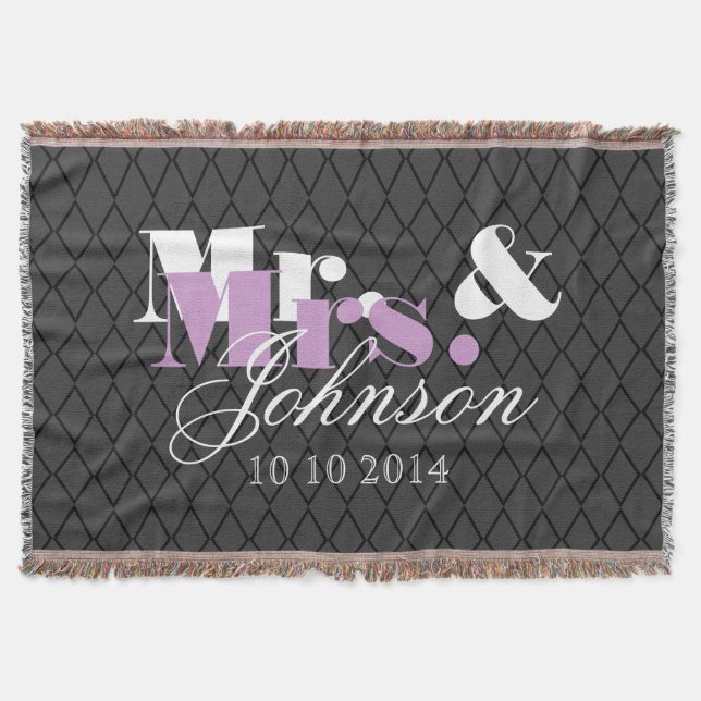 Classy Mr and Mrs throw blanket for newly weds (Front)