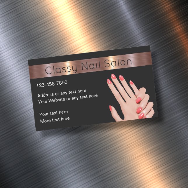 Classy Nail Beauty Salon Magnetic Business Cards (Creator Uploaded)