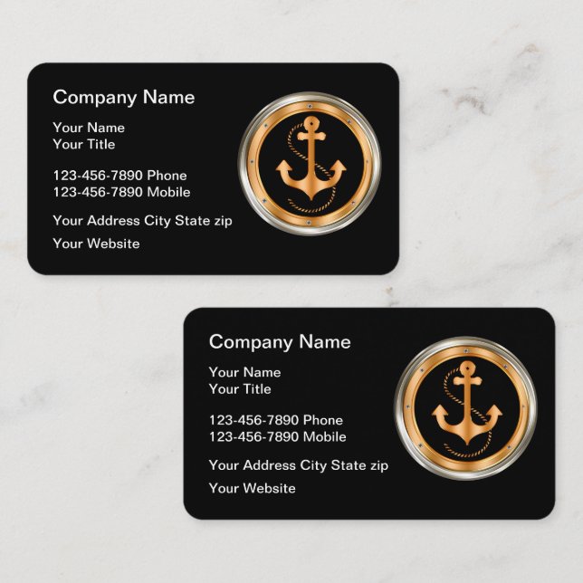 Classy Nautical Anchor Double Side Business Card (Front/Back)
