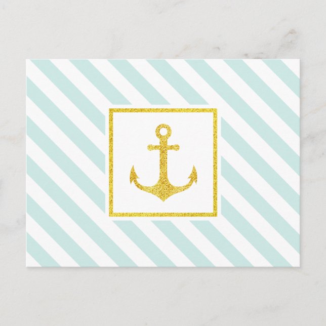 Classy Nautical Design Faux Glitter Anchor Postcard (Front)