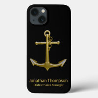 Classy Nautical Gold Anchor on Black