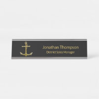 Classy Nautical Gold Anchor on Black