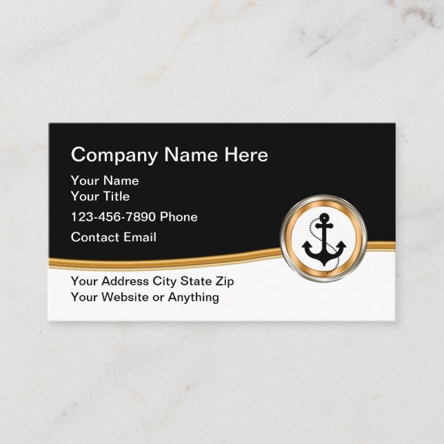Classy Nautical Marine Anchor Business Card (Front)