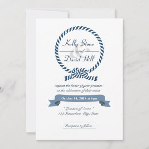 Classy Nautical Rope Ring Wedding Invitations