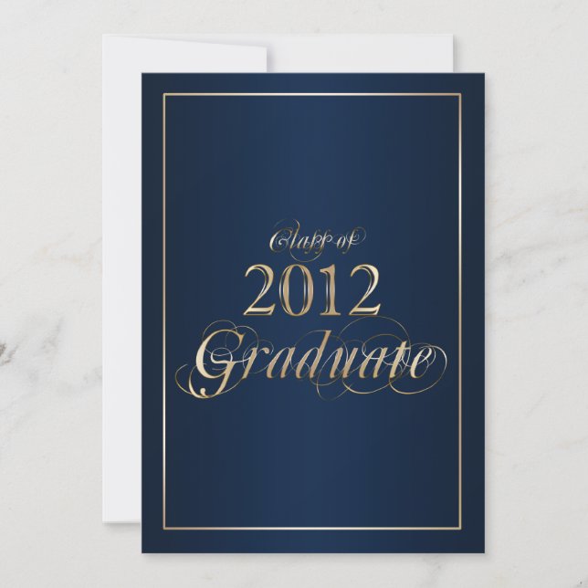 Classy Navy and Gold 2012 Graduate Invitation (Front)