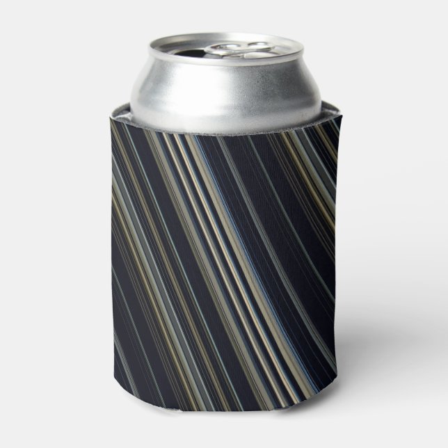 Classy Navy and Gold Multicolor Stripes Can Cooler (Can Front)