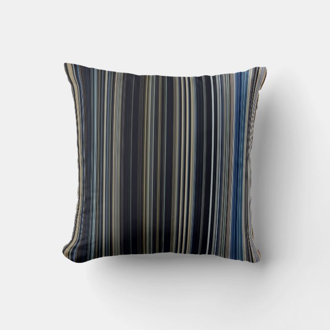 Classy Navy and Gold Multicolor Stripes Cushion (Front)