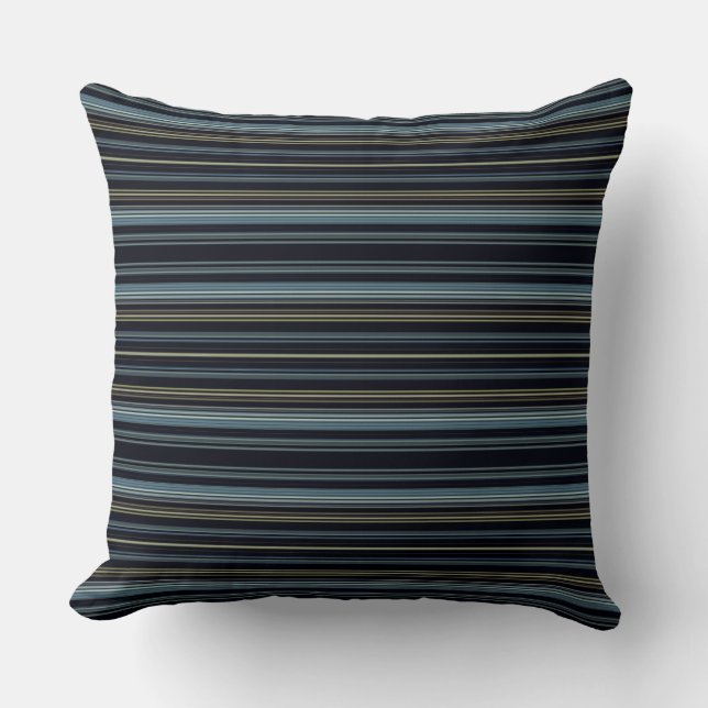 Classy Navy and Gold Multicolor Stripes Cushion (Front)
