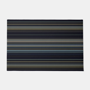 Classy Navy and Gold Multicolor Stripes Doormat
