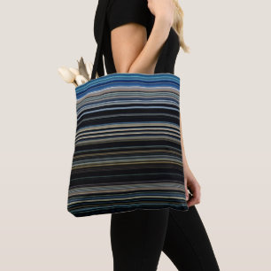 Classy Navy and Gold Multicolor Stripes Tote Bag