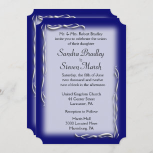 Classy Navy and White Wedding Invitation