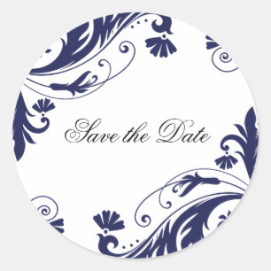 Classy Navy and White Wedding Stickers