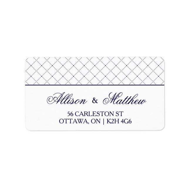 Classy Navy Blue Check Pattern Address Label (Front)