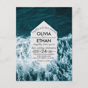 Classy navy blue coastal beach Invitation Postcard