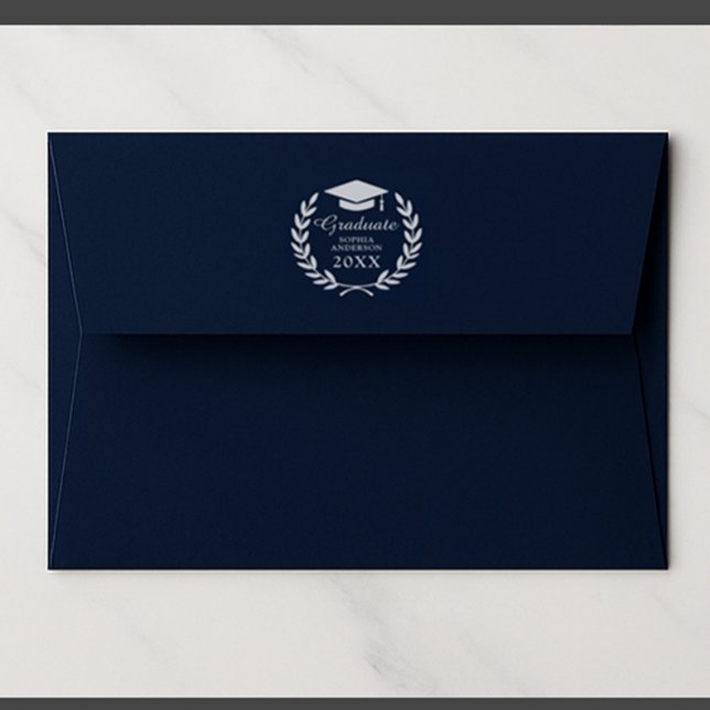Classy Navy Blue Custom Graduate Name Logo Premium Envelope (Creator Uploaded)