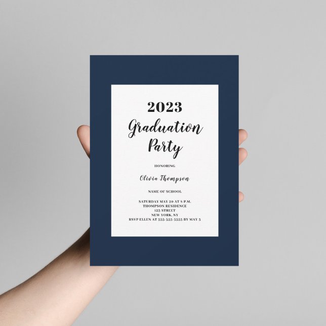 Classy Navy Blue Graduation Party  Invitation (Creator Uploaded)