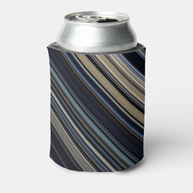 Classy Navy Blue Stripes Can Cooler (Can Back)