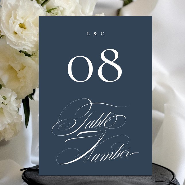 Classy Navy Blue Wedding 5 x 7 Table Numbers (Creator Uploaded)