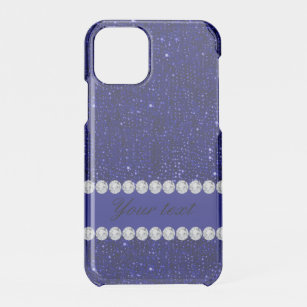 Classy Navy Sequins and Diamonds Personalised iPhone 11 Pro Case