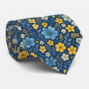 Classy Neck Tie With Mediterranean Floral Pattern