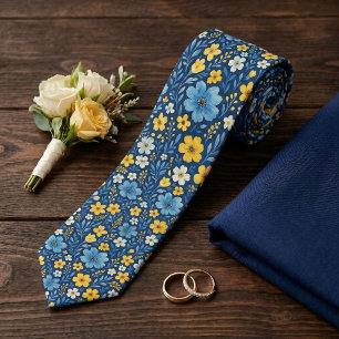 Classy Neck Tie With Mediterranean Floral Pattern