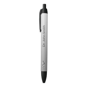 Classy Noble Elegant Black White Asclepius Medical Ink Pen