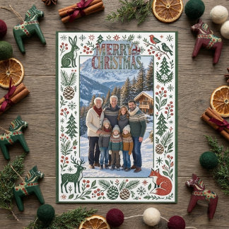 Classy Nordic Winter Alpine Christmas Family Photo Invitation