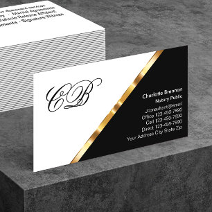 Classy Notary Monogram Business Cards