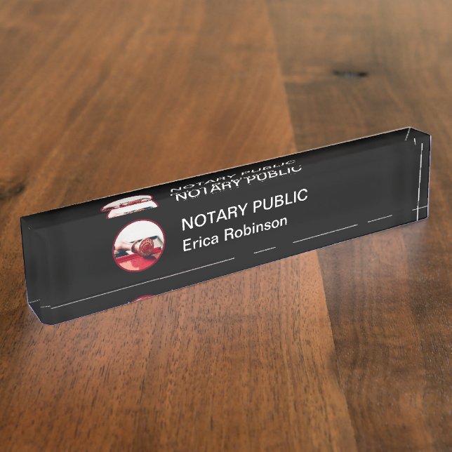 Classy Notary Public Acrylic Desk Nameplates (Side)