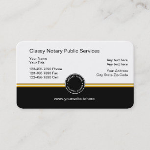 Classy Notary Public Business Cards