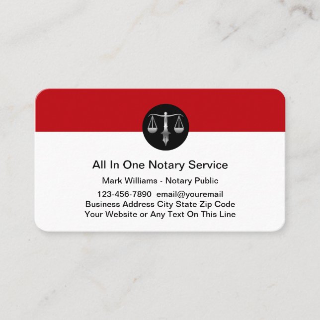 Classy Notary Public Business Cards (Front)