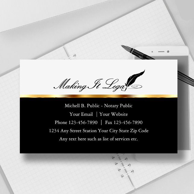 Classy Notary Public Business Cards (Creator Uploaded)