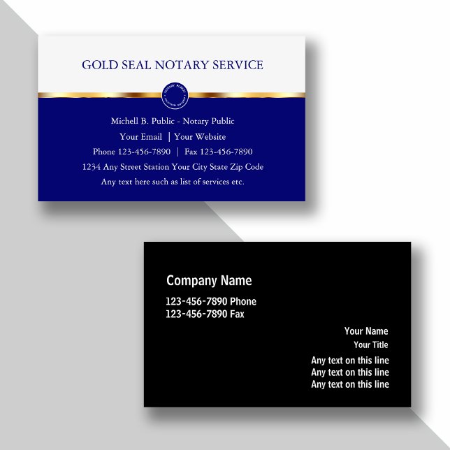 Classy Notary Public Business Cards (Creator Uploaded)