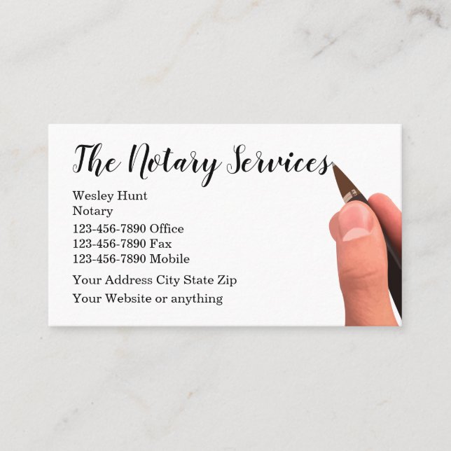 Classy Notary Public Modern  Business Card (Front)