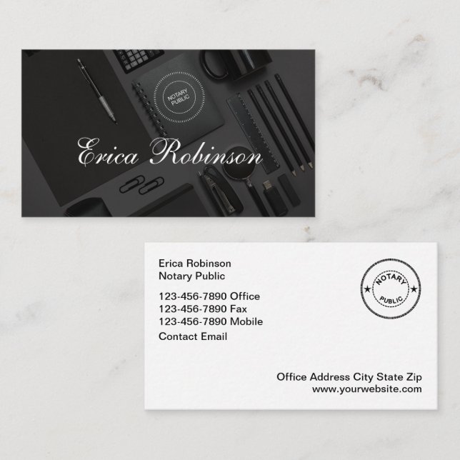 Classy Notary Public Unique Business Cards (Front/Back)