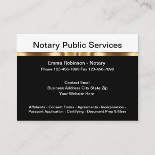Classy Notary Public Upscale Business Cards