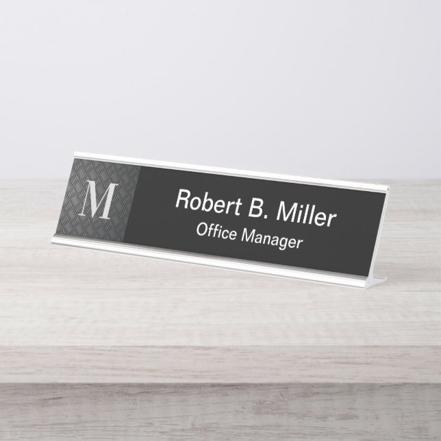 Classy Office Monogram Executive Desk Name Plaque Plate (Front)