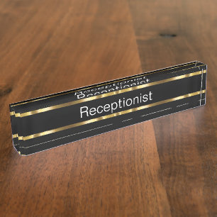 Classy Office Receptionist Desk Name Plate