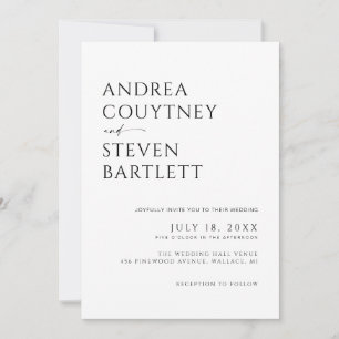 Classy Old Money Photo Black and White Wedding Invitation